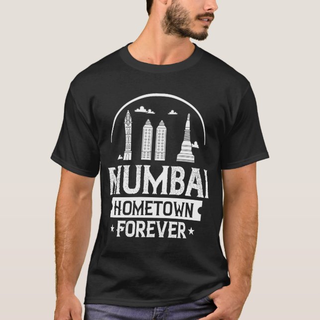 Mumbai India City Skyline Map Travel T-Shirt (Front)