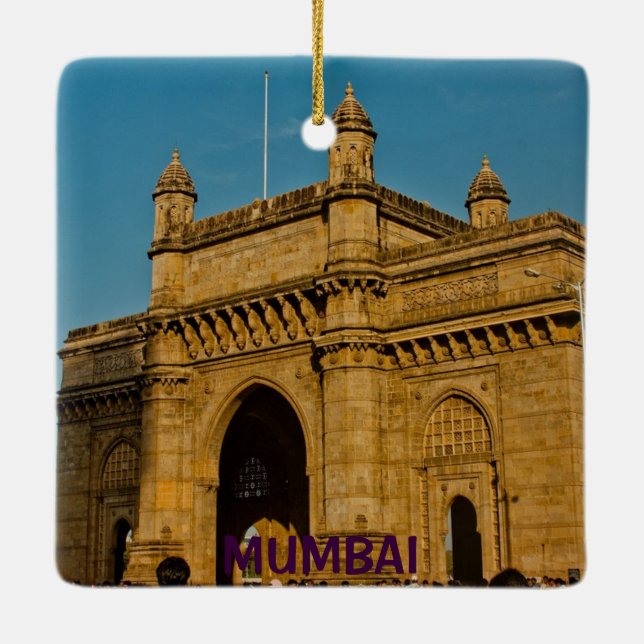 Mumbai India Custom Square Christmas Ornament (Back)