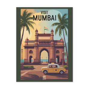 Mumbai India Gateway of India Illustration Travel  Postcard