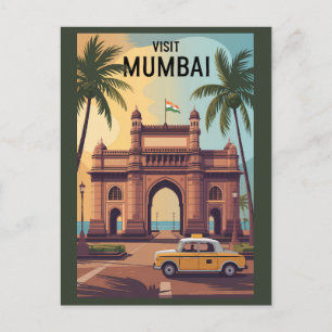 Mumbai India Gateway of India Illustration Travel Postcard
