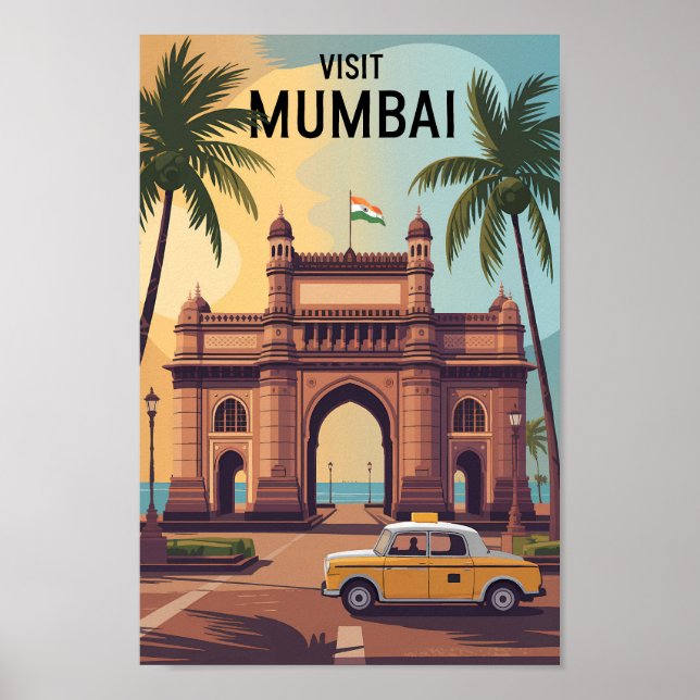 Mumbai India Gateway of India Illustration Travel  Poster (Front)