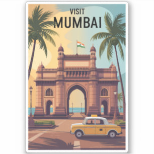 Mumbai India Gateway of India Illustration Travel Sticker