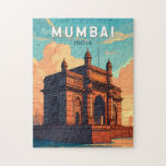 Mumbai India Illustration Travel Art Vintage Jigsaw Puzzle<br><div class="desc">Mumbai retro vector travel design. From the iconic Gateway of India to the energy of Bollywood and Marine Drive,  Mumbai pulses with culture,  commerce,  and creativity.</div>
