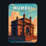 Mumbai India Illustration Travel Art Vintage Magnet<br><div class="desc">Mumbai retro vector travel design. From the iconic Gateway of India to the energy of Bollywood and Marine Drive,  Mumbai pulses with culture,  commerce,  and creativity.</div>