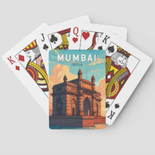 Mumbai India Illustration Travel Art Vintage Poker Cards