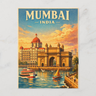 Mumbai, India, in a classic retro Postcard