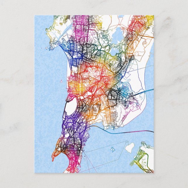 Mumbai Maharashtra City Map Postcard (Front)