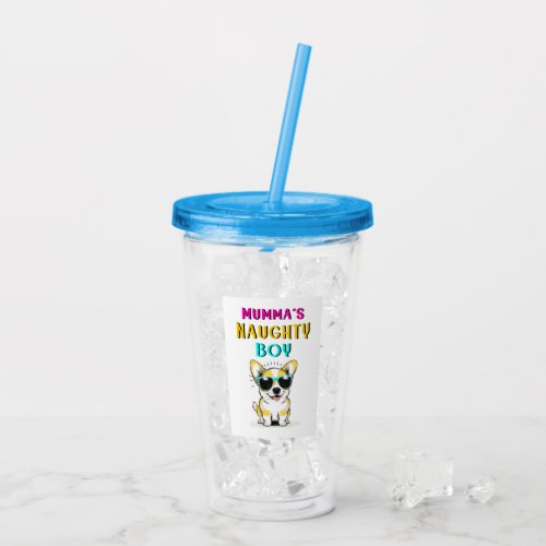 Mummas Naughty Boy Dogs Best Gift On Mothers Day Acrylic Tumbler