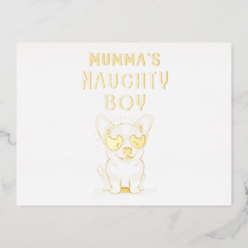Mummas Naughty Boy Dogs Best Gift On Mothers Day Foil Invitation Postcard