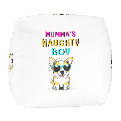 Mummas Naughty Boy Dogs Best Gift On Mothers Day Pouf