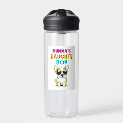 Mummas Naughty Boy Dogs Best Gift On Mothers Day Water Bottle