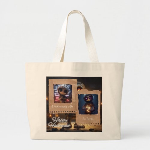 Mummies are hungry large tote bag