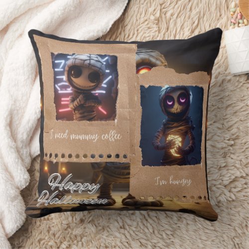 Mummies are hungry throw pillow