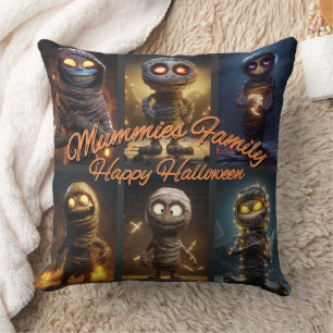 Mummies family throw pillow