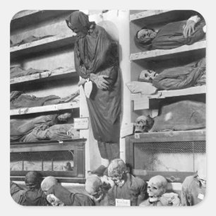 Mummies in the Palermo catacombs, Italy Square Sticker