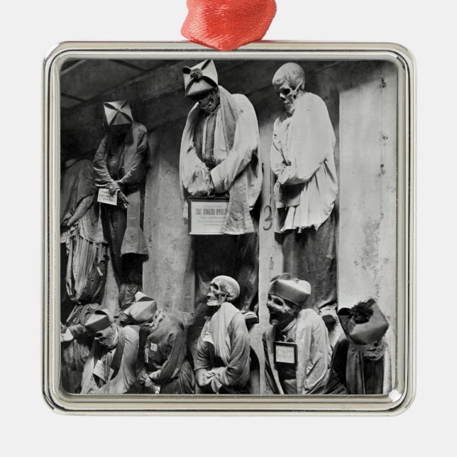 Mummies of catacomb in Palermo, Italy Metal Ornament (Front)