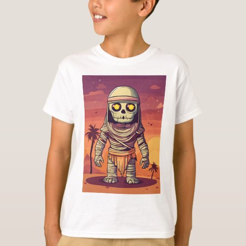 Mummified Charm Cartoon Cute Mummy Vector Illust T_Shirt