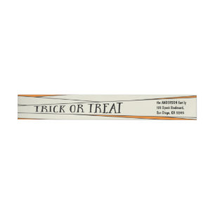 Mummified Halloween in Orange Party Invitation Wrap Around Label