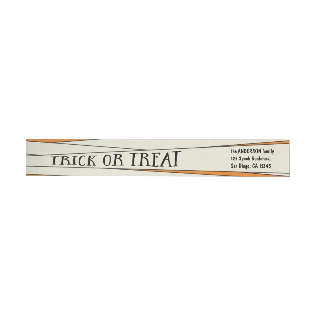 Mummified Halloween in Orange Party Invitation Wrap Around Label (Individual)