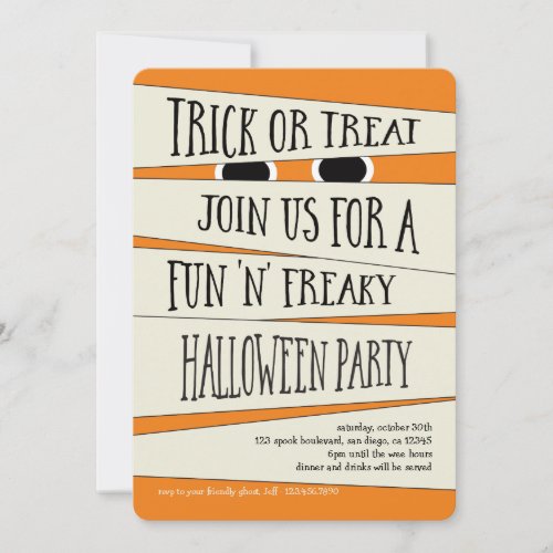 Mummified Halloween in Pumpkin Party Invitation