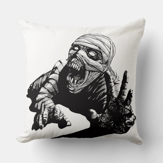 Mummified Zombie Throw Pillow (Front)