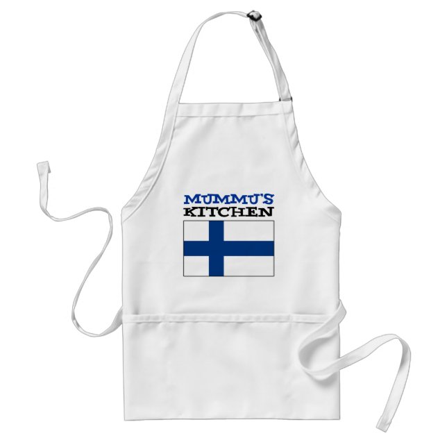 Mummu's Kitchen With Flag Of Finland Adult Apron (Front)