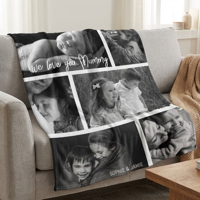Mummy 6 Photo Collage Fleece Blanket (Creator Uploaded)