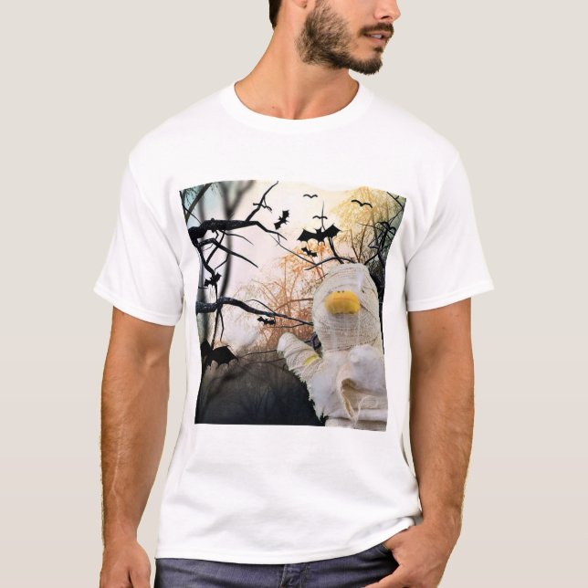 Mummy and Bats Halloween T-Shirt (Front)