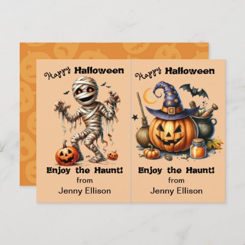 Mummy and Jack o Lantern Party Halloween Card