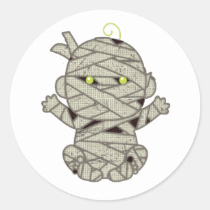 Mummy Baby Eyes Green ID683 Classic Round Sticker