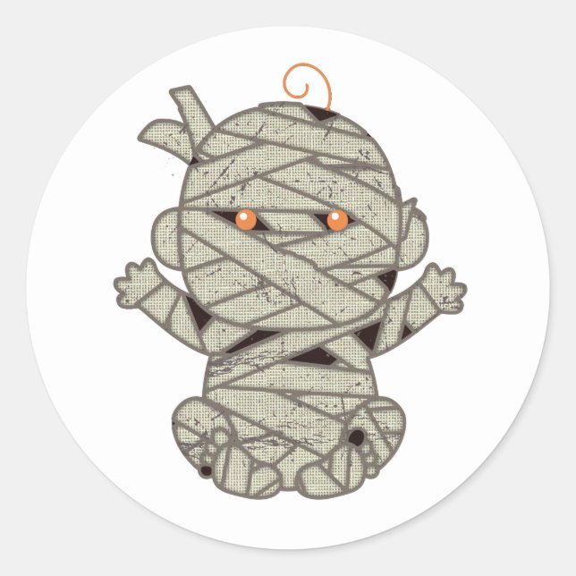 Mummy Baby Eyes Orange ID683 Classic Round Sticker (Front)
