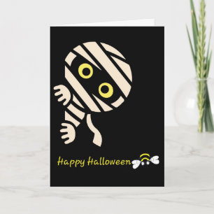 Mummy Bee “Happy Halloween” Card (Blank Inside)