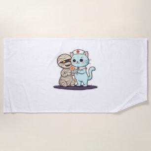 Mummy Boo-Boo Nurse Cat to the Rescue! Classic T-S Beach Towel