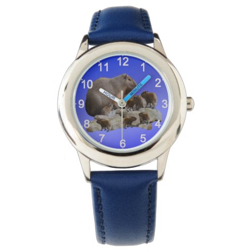 Mummy Capybara With Babies Kids Wrist Watch