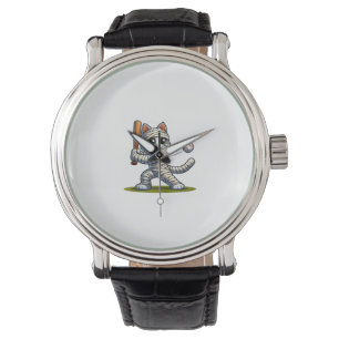 Mummy Cat Baseball Pumpkin Halloween. Tank Top Watch