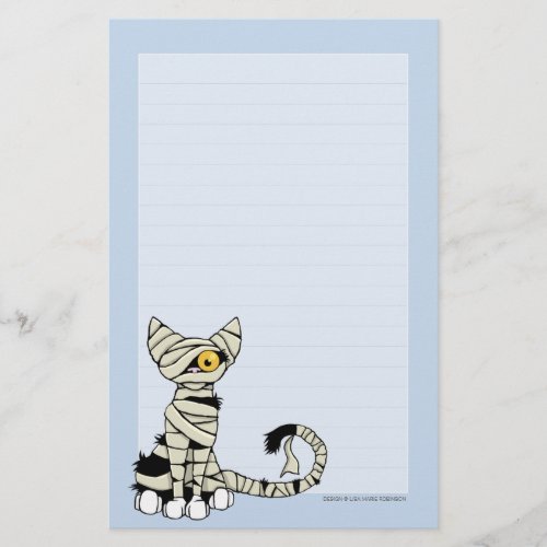 Mummy Cat  Halloween Note Paper Lined