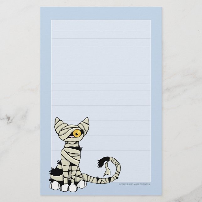 Mummy Cat | Halloween Note Paper Lined (Front)