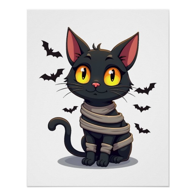 Mummy Cat Kitten Halloween Poster (Front)