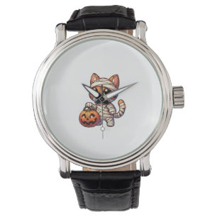 Mummy Cat Pumpkin Halloween. Tank Top Watch
