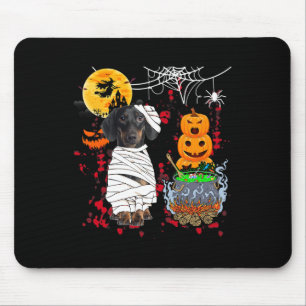 Mummy Dachshund Dog Halloween Dog Scary Pumpkins L Mouse Pad
