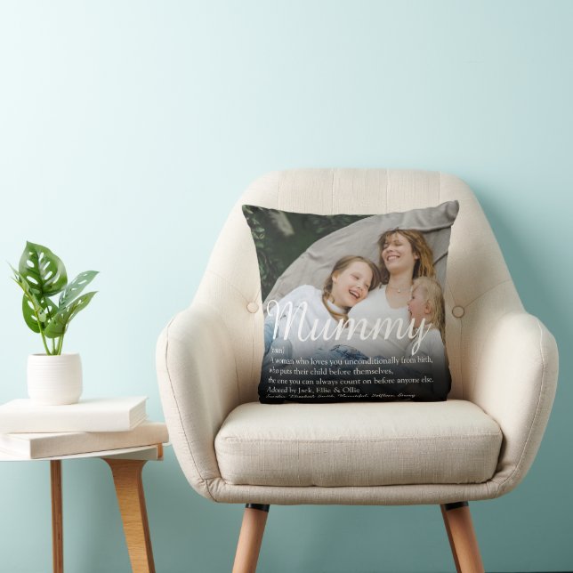 Mummy Definition Quote Elegant Script Photo Throw  Pillow (Chair)
