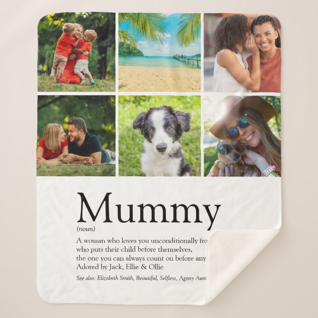 Mummy Definition Quote Photo Collage Sherpa Blanke Blanket (Front)