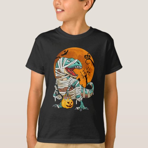 Mummy Dinosaurs T rex Halloween Trick Or Treat T_Shirt