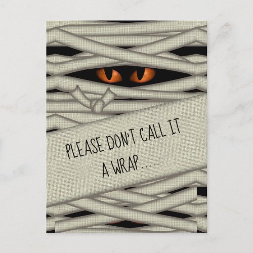 Mummy Eyes Halloween Call it a Wrap Orange ID685 Postcard