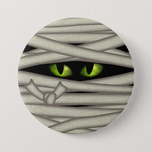 Mummy Eyes Halloween Green ID685 Button