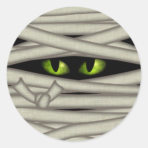 Mummy Eyes Halloween Green ID685 Classic Round Sticker