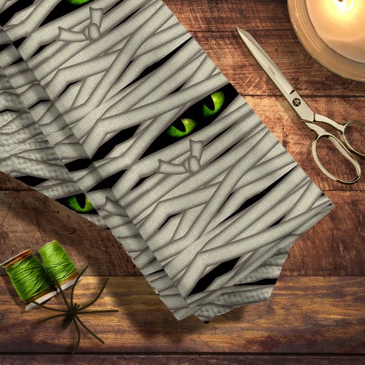 Mummy Eyes Halloween Green ID685 Fabric