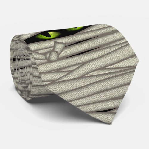 Mummy Eyes Halloween Green ID685 Neck Tie