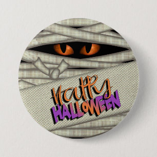 Mummy Eyes Halloween Orange ID685 Button