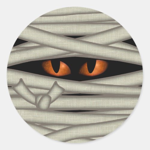 Mummy Eyes Halloween Orange ID685 Classic Round Sticker